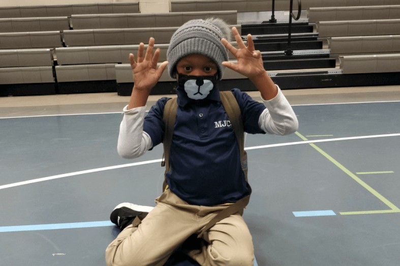 Images of Morris Jeff Community School managing in-person learning during the pandemic (Source: NSNO Blog; Credit: Morris Jeff Community School)