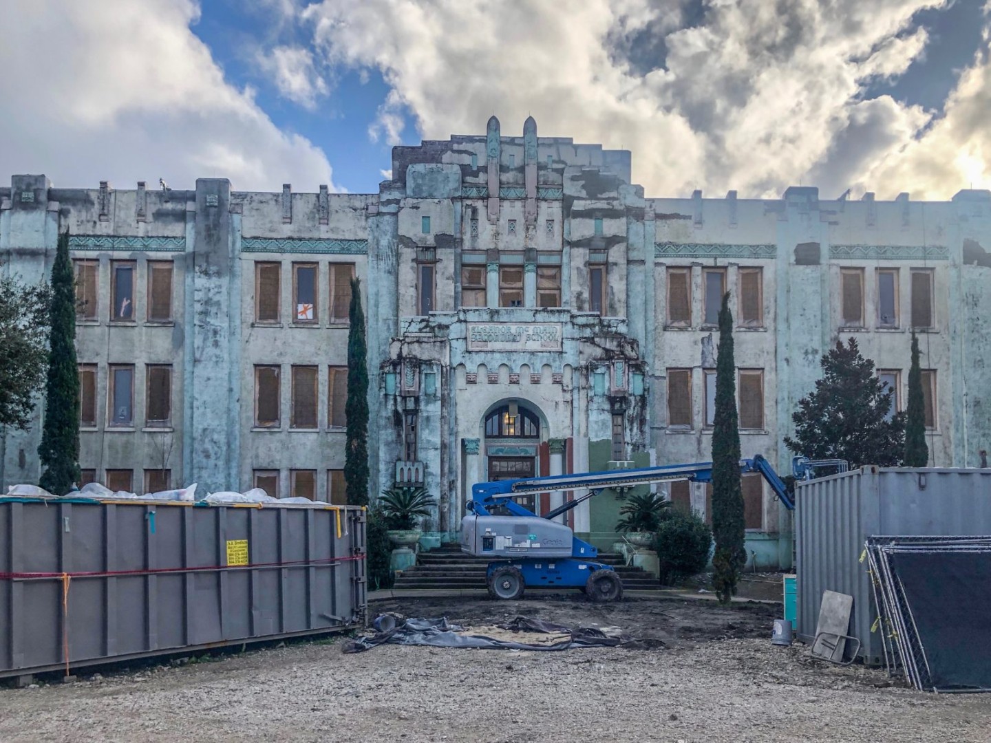Storm-damaged Eleanor McMain High School (Source: Recovery School District)