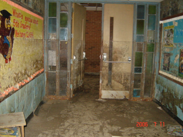 Storm-damaged classroom (Credit: Recovery School District))