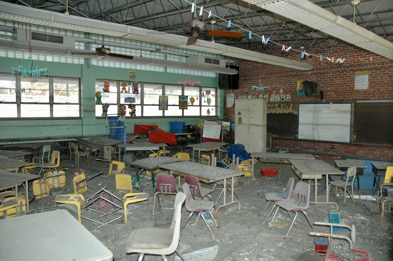 Storm-damaged classroom (Credit: Recovery School District)