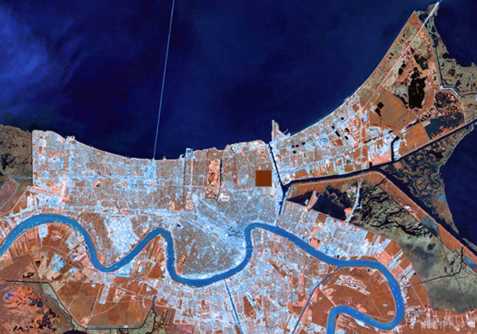 Aerial view of New Orleans before Hurricane Katrina (Source: Alamy; Credit: Jessica Wilson/NASA)